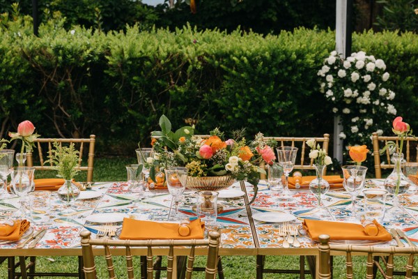 orange flowers fruit on dining room table decor exterior