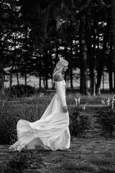 & For Love Lune 1860 Bridal Collection black and white bridal gown