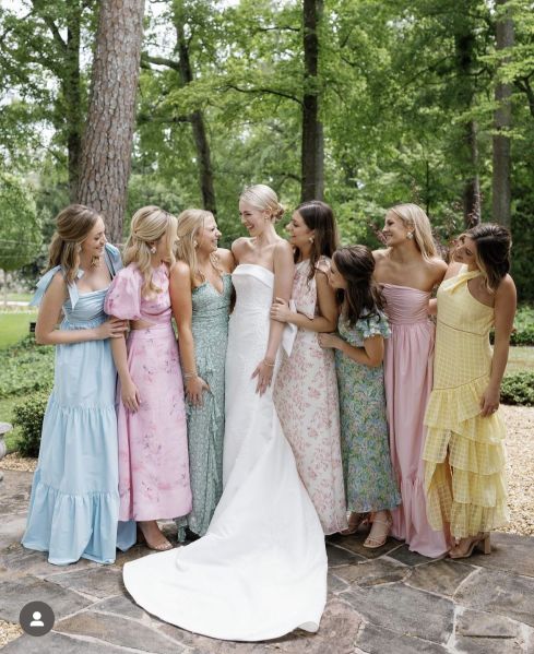 pastel bridesmaids, pastel rainbow bridesmaids, pretty bridesmaids dresses, pastel bridesmaids, dresses, pink bridesmaids dresses, lemon bridesmaids dresses