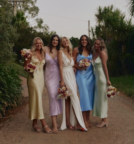 pastel bridesmaids, pastel rainbow bridesmaids, pretty bridesmaids dresses, pastel bridesmaids, dresses, pink bridesmaids dresses, lemon bridesmaids dresses