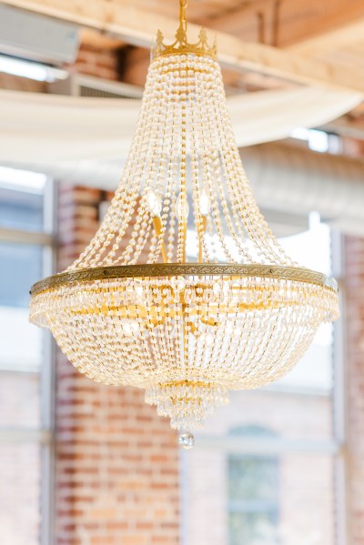 Golden chandelier hanging