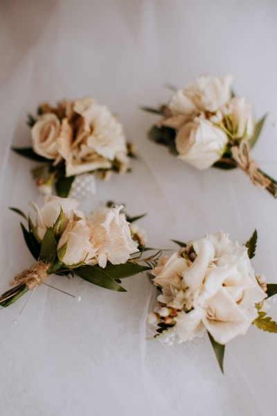 Four white rose brooches flowers accessories