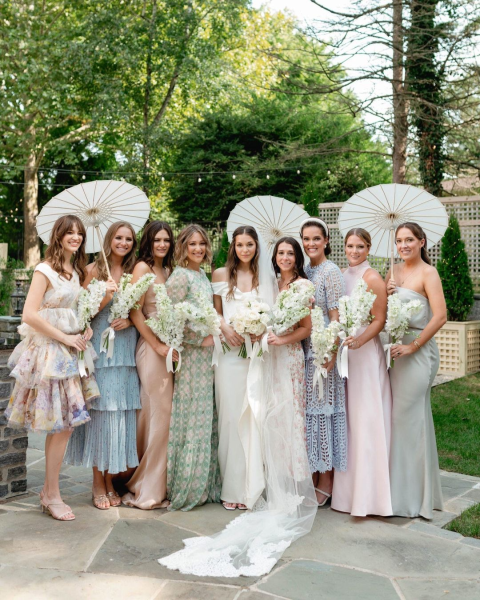 pastel bridesmaids, pastel rainbow bridesmaids, pretty bridesmaids dresses, pastel bridesmaids, dresses, pink bridesmaids dresses, lemon bridesmaids dresses