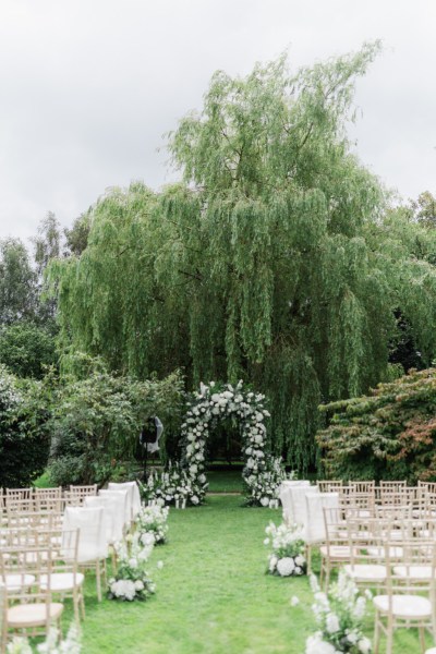 empty ceremonial setting garden and grass