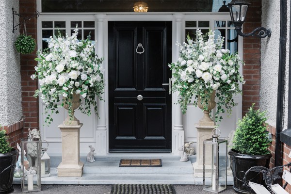 black door to wedding venue entrance