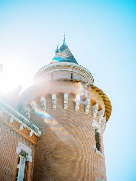 Shot of wedding venue castle room from above