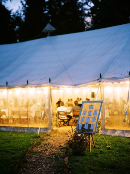 Marquee tent interior all lit up