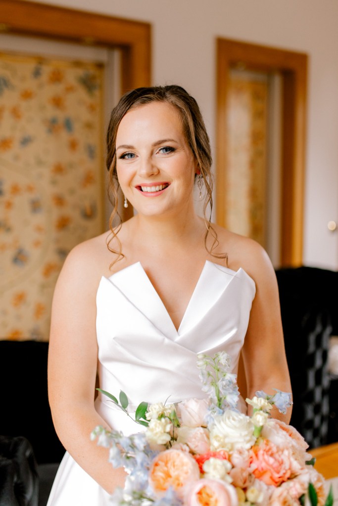 smiling bride is wedding ready