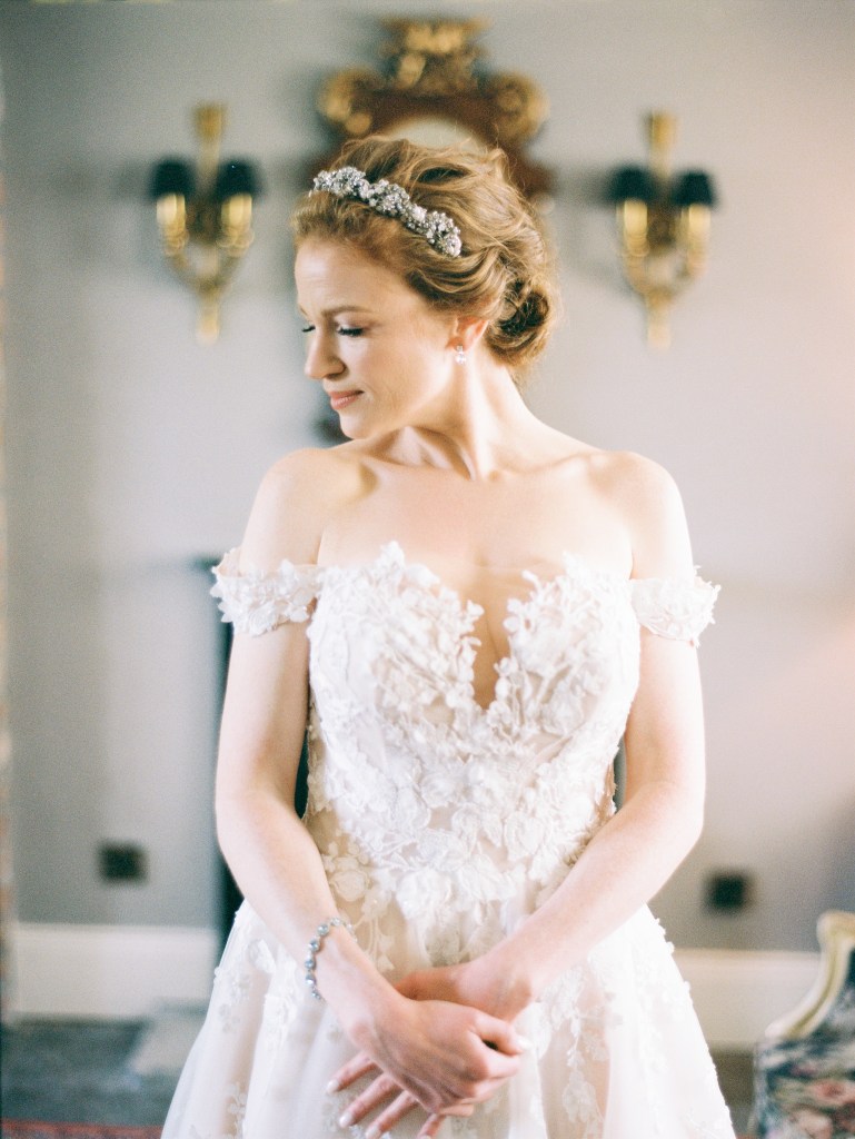 bride looks to the side she is ready