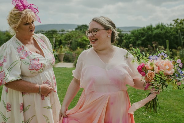 smiling bride and mother/friend