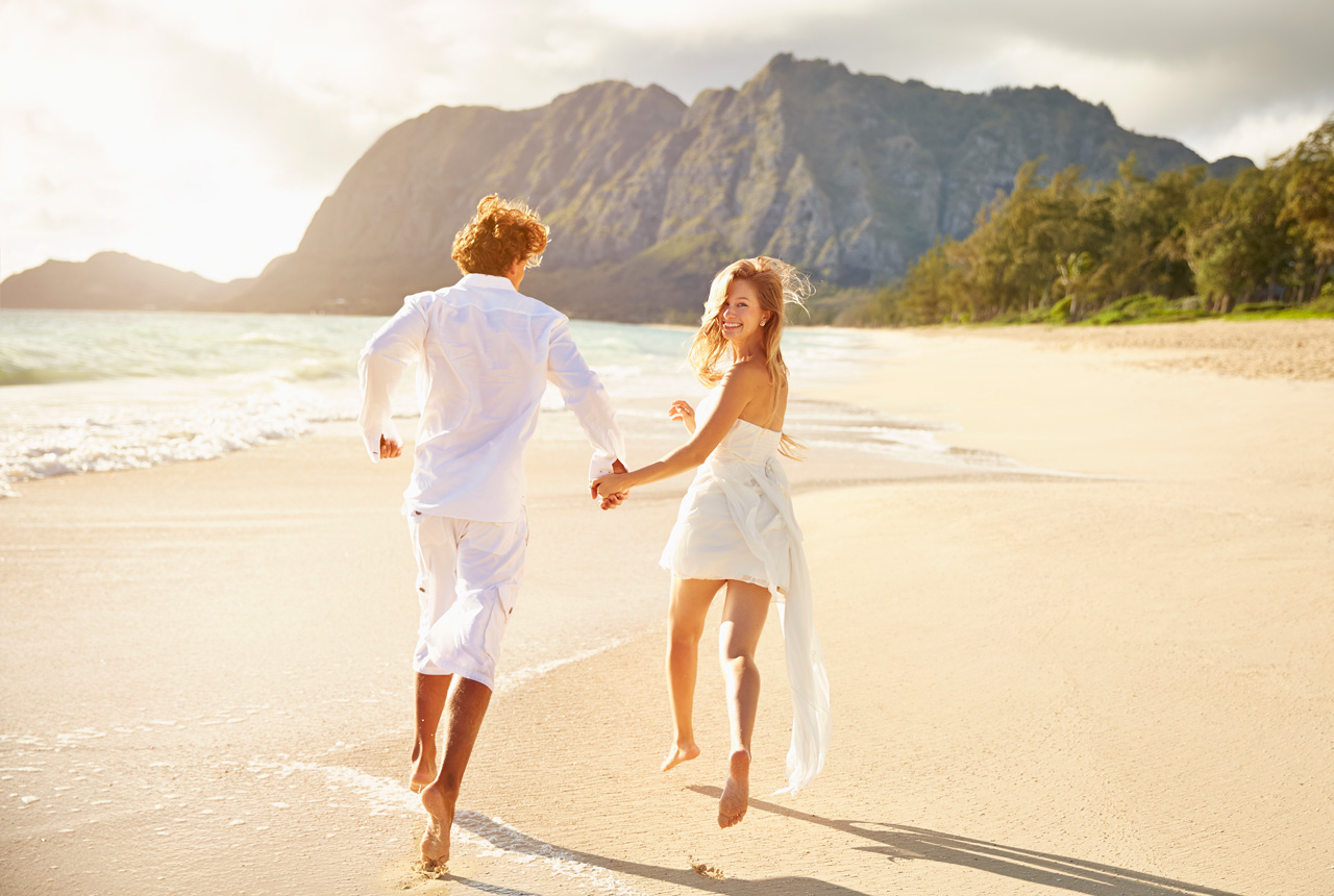 newlyweds on the beach