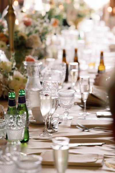 table decor setting cutlery and glasses