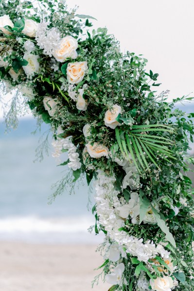 flower bed for alter white roses