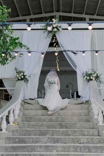 bride walking down the steps