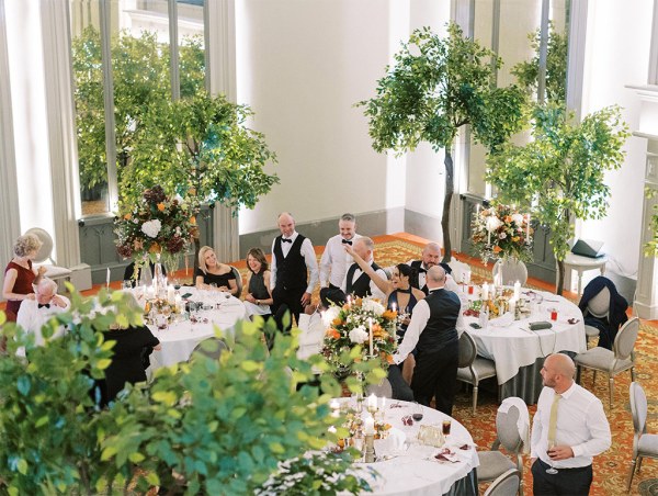 Atmosphere shot interior dining room ballroom tables