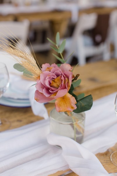 colourful orange pink roses flowers on vase