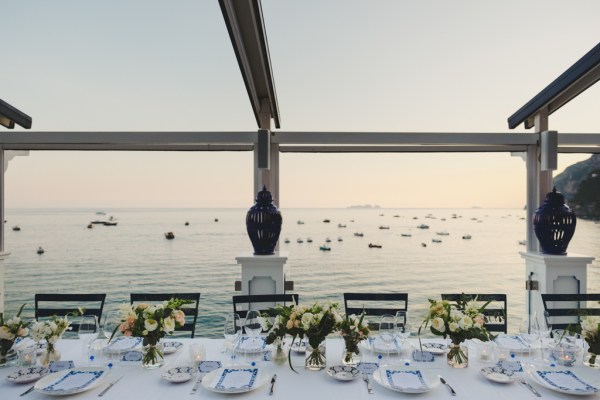 View of the ocean at Rada Positano with boats in the distance