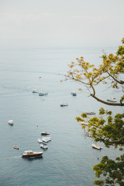 View of boats in the sea from an elevated area