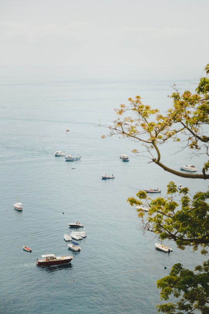 View of boats in the sea from an elevated area