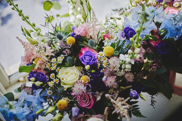 Bunch of different coloured flowers purple