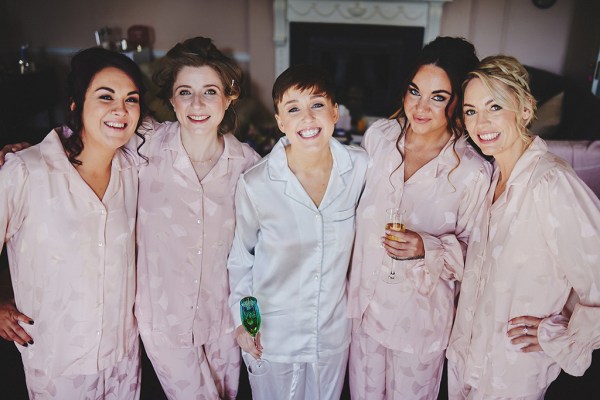 Bride and her bridesmaids in loungewear bridalwear