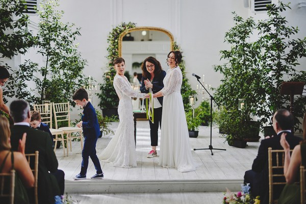 Brides are bound with yellow ribbon