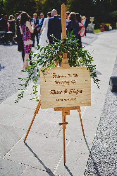 Name board welcome to the wedding of sign