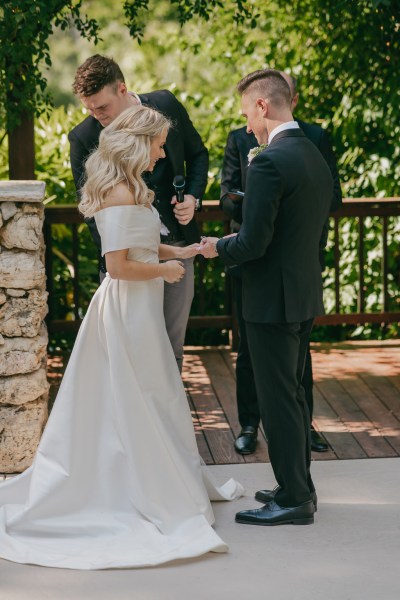 bride groom celebrant at alter setting