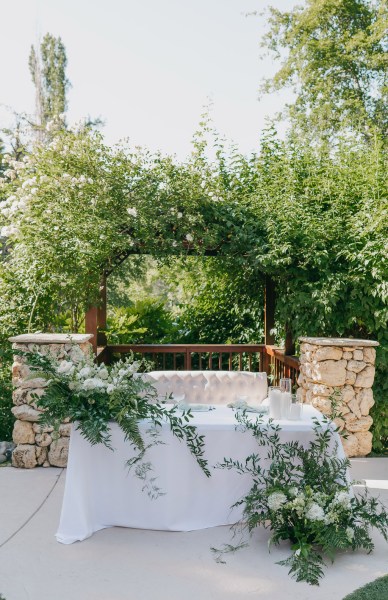 alter setting table covered in flowers