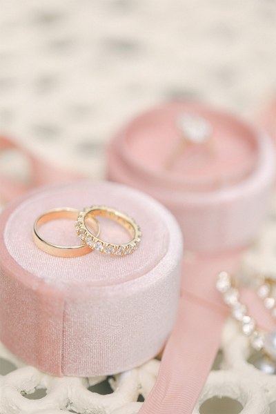 Pink wedding ring box holder diamond