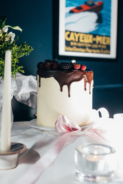 wedding cake white on table