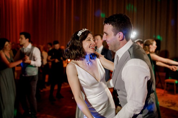 bride and groom dance on the dancefloor together