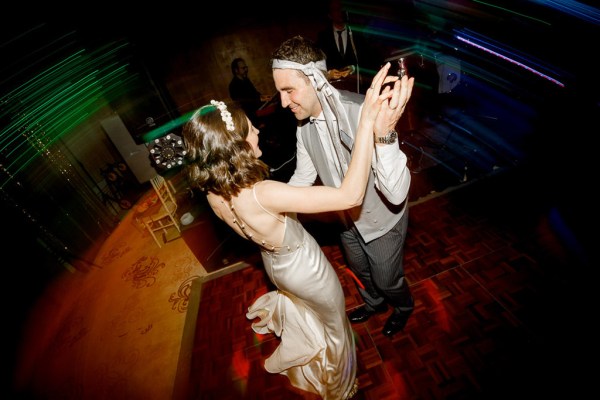 bride and groom dance on the dancefloor together