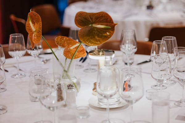 table decor flowers and cutlery