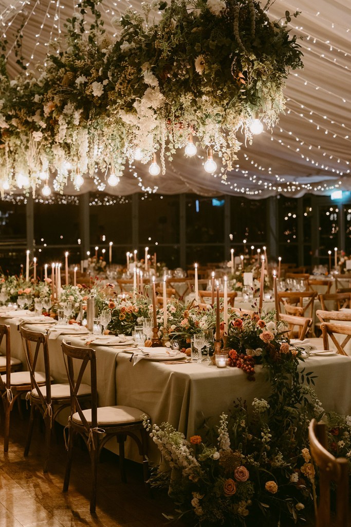 interior dining room table setting lights and candles