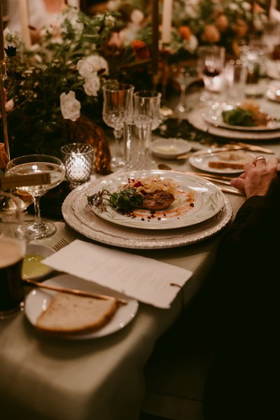 table setting cutlery plates food menu meal for guests