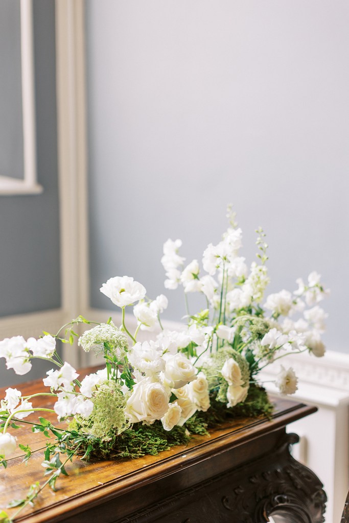 flowers resting in chapel roses