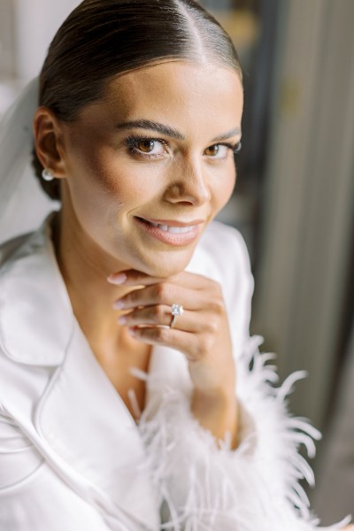 bride close up smiles