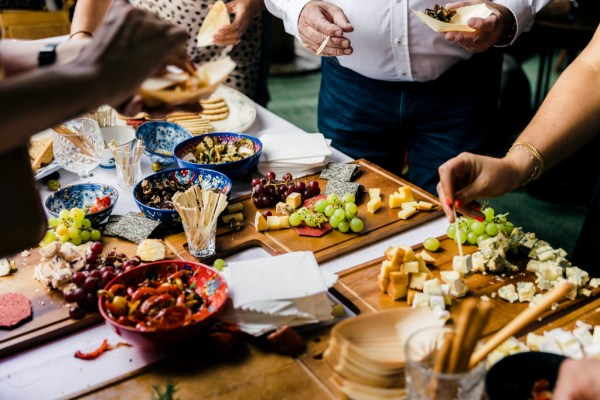 finger food for guests grapes bread sticks