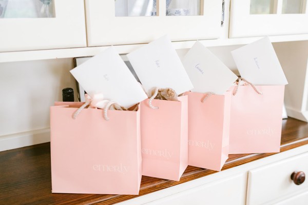 gift bags pink with cards