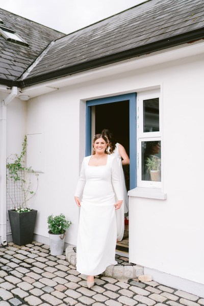 bride exits house