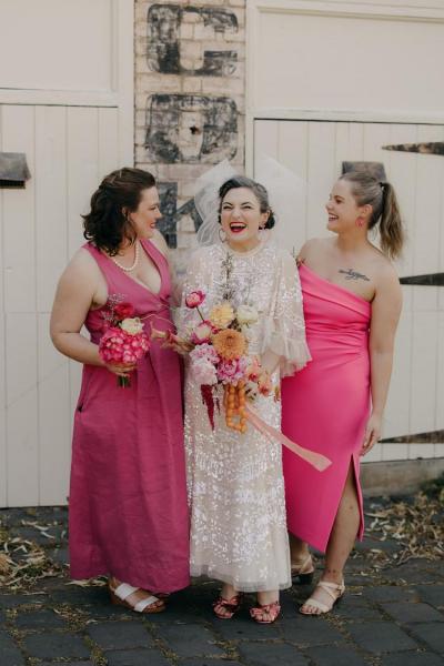 Bridesmaids in pink, pink bridesmaids, pink bridesmaids dresses, pretty in pink bridesmaids, pink bridal party