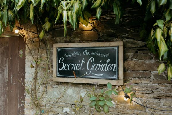 secret garden chalk sign