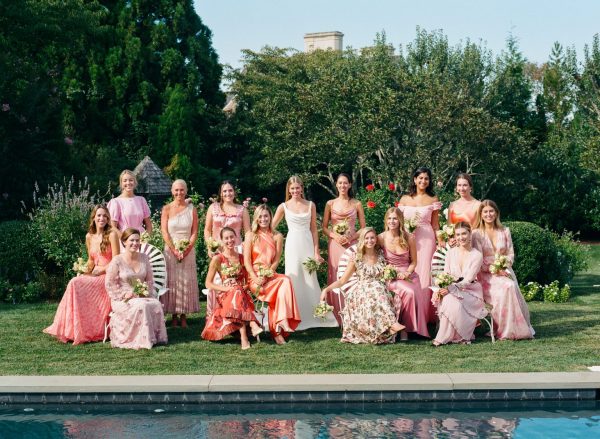 Bridesmaids in pink, pink bridesmaids, pink bridesmaids dresses, pretty in pink bridesmaids, pink bridal party