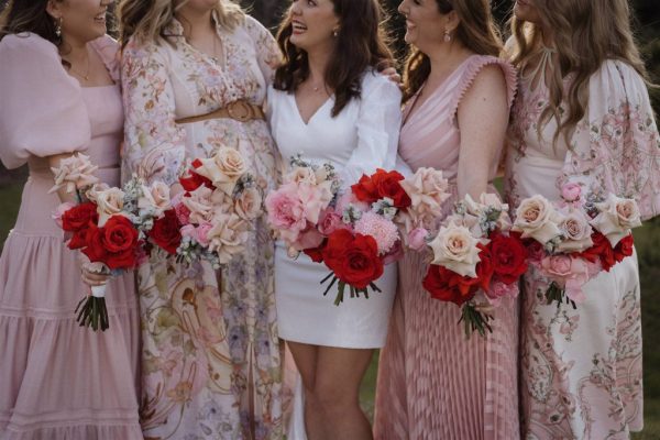 Bridesmaids in pink, pink bridesmaids, pink bridesmaids dresses, pretty in pink bridesmaids, pink bridal party