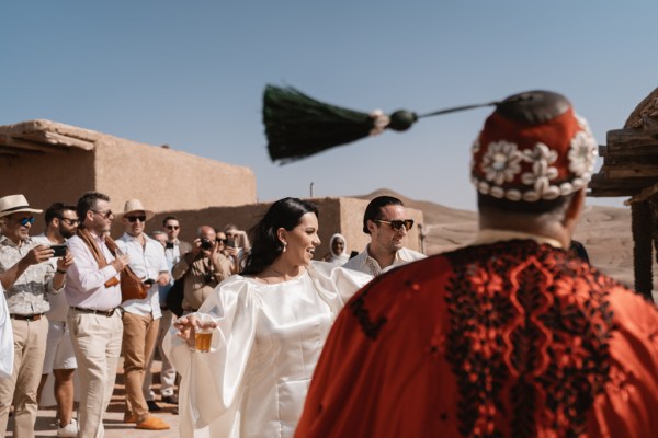 bride and groom desert setting