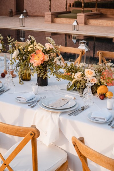 dining room table orange autumnal theme cutlery