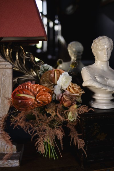 statue and flowers