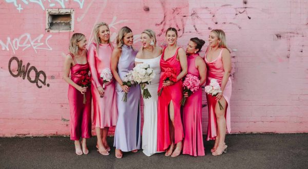 Bridesmaids in pink, pink bridesmaids, pink bridesmaids dresses, pretty in pink bridesmaids, pink bridal party