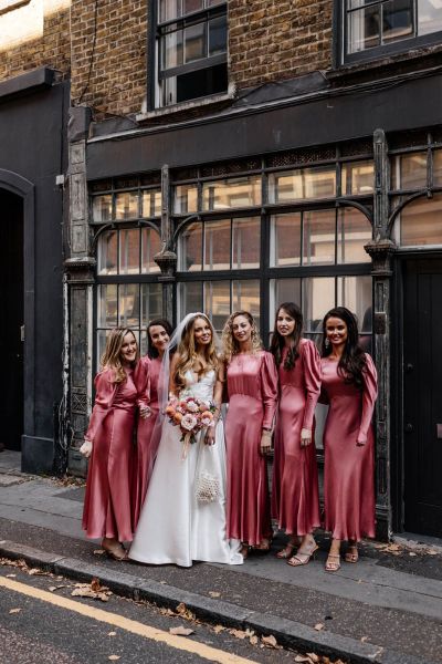 Bridesmaids in pink, pink bridesmaids, pink bridesmaids dresses, pretty in pink bridesmaids, pink bridal party